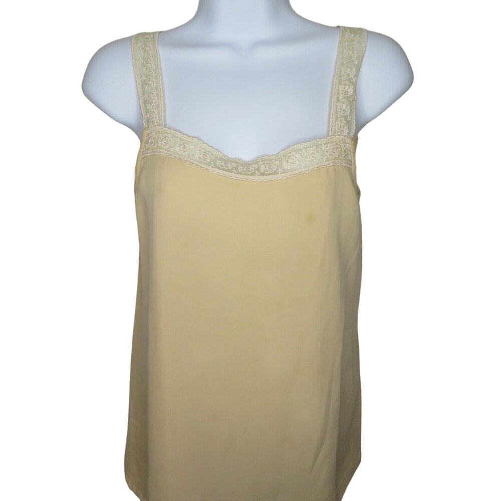 Pezzetti Womens Silk Camisole Tank Top Lace Trim Size 8 Beige